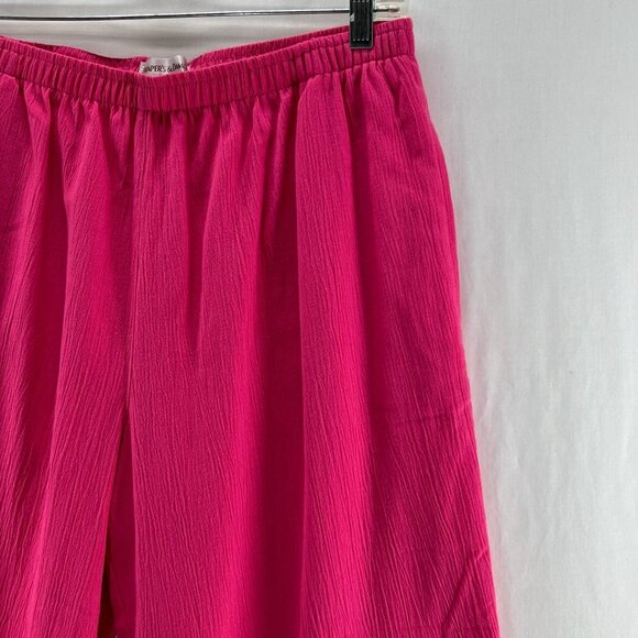Drapers & Damons Crinkle Pull On Pants Size PM Elastic Waist High Rise Hot Pink - Picture 6 of 10